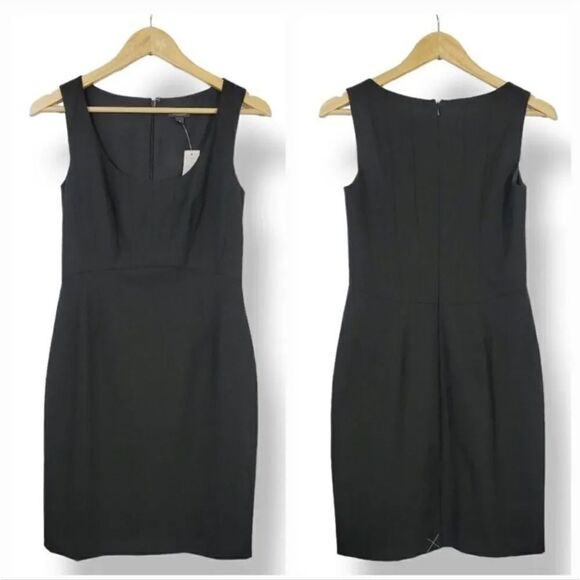NEW Ann Taylor Classic Scoopneck Sleeveless Sheath Dress in Black Size 0 - Picture 1 of 11